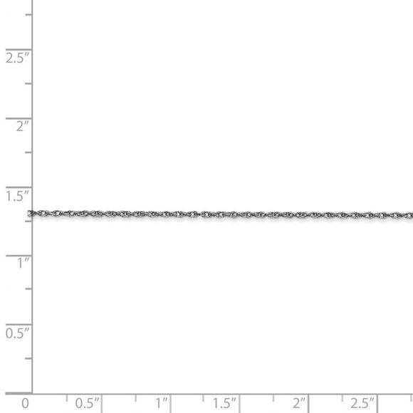 0.95mm 10k White Gold Solid Cable Rope Chain Necklace, 20 Inch